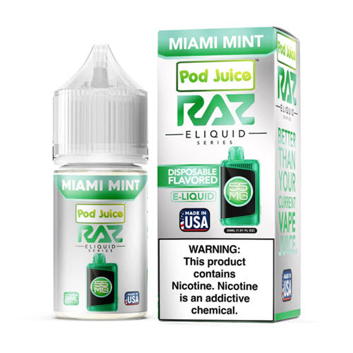 Raz X Pod Juice - Miami Mint 30ml 1 Pod Juice X Raz Miami Mint Salt 30mL | Ohm City Vapes Pod Juice Salt Nic Australia Raz X Pod Juice - Miami Mint 30ml 1 Pod Juice X Raz Miami Mint Salt 30mL | Ohm City Vapes Pod Juice Salt Nic Australia