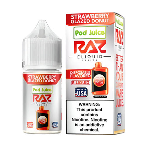 Pod Juice x Raz Strawberry Glazed Donut Salt 30mL Pod Juice x Raz Strawberry Glazed Donut Salt 30mL