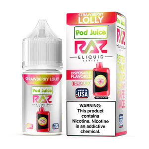 Pod Juice x Raz Strawberry Lolly Salt 30mL Pod Juice x Raz Strawberry Lolly Salt 30mL