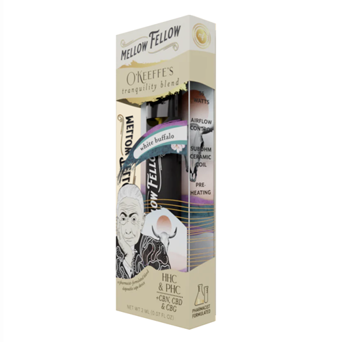 Mellow Fellow O'Keeffe's Tranquility Blend White Buffalo HHC, PHC, CBN Mellow Fellow O'Keeffe's Tranquility Blend White Buffalo HHC, PHC, CBN
