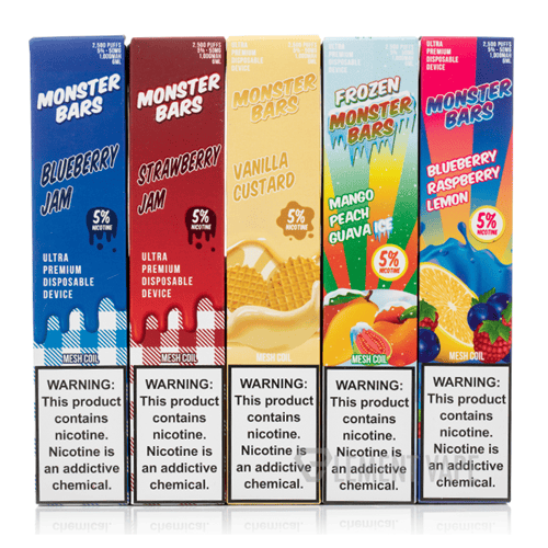 Monster Bars Disposable Vape Device by Jam Monster - 6PK Monster Bars Disposable Vape Device by Jam Monster - 6PK